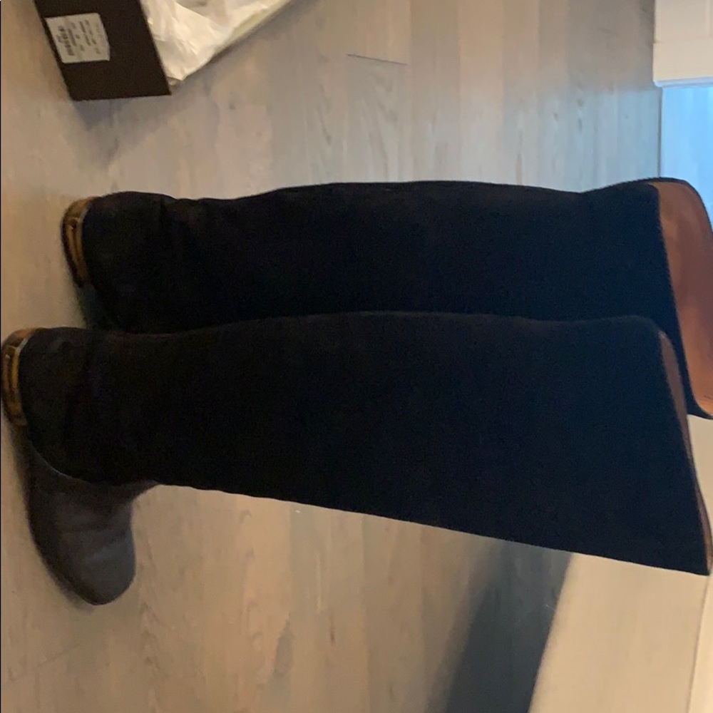 Authentic black suede leather box and dust bag